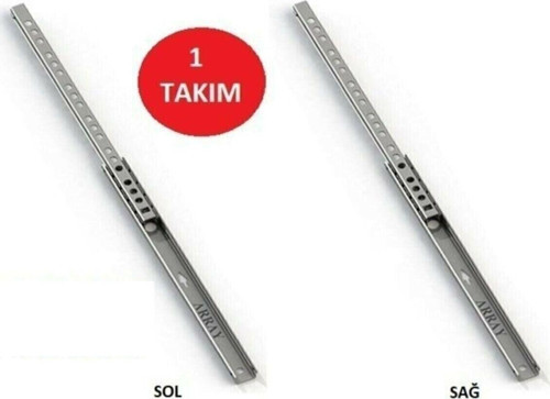17Mm 35Cm Teleskopik Ray Çekmece Kızağı Çekmece Rayı (17X342) Vida Dahil - Çekmece Rayları - Tek Eba