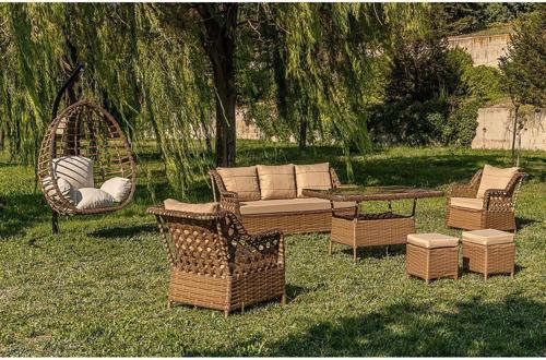 Lupa Eslem Rattan Bahçe Mobilyası 3+1+1 Puf Ve Salıncak Dahil" Masalı Garantili