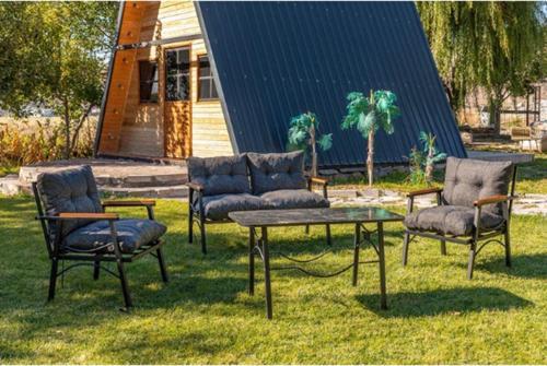 Tarz Model 2+1+1 Bahçe Mobilyası (Masa Hediye) Balkon Takımı, Antrasit