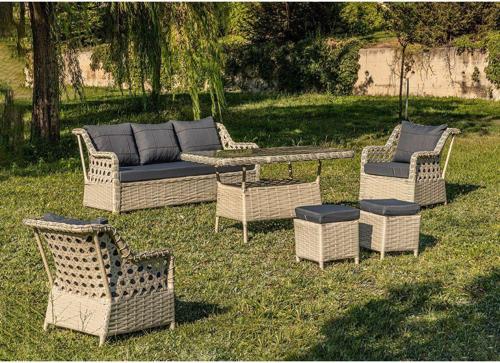 Oscar Rattan Bahçe Mobilyasi 3+1+1 Masalı Garantili, Kemik