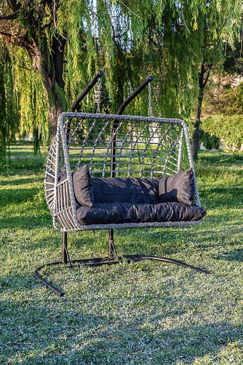Legend Çift Kişilik Salıncak, Rattan, Gri
