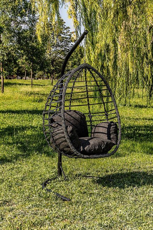 Eylül Tek Kişilik Salıncak Rattan, Antrasit