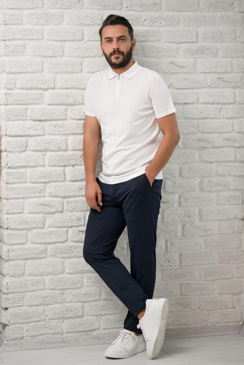 Slimfit Fermuar Kapamalı Rayon Kumaş Likralı Polo Yaka T-shirt