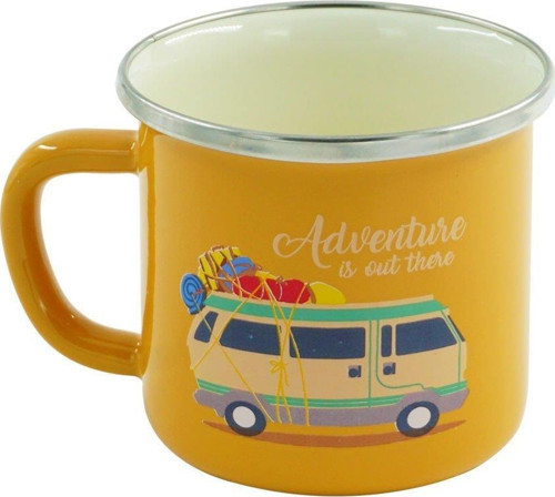 Retro Emaye Kupa Bardak Sarı Karavan 330 cc