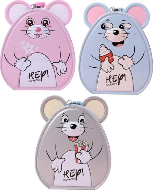 Kilitli Sevimli Farecik Kumbara – 15x12x6,5 cm, Çocuklar İçin Teneke Para Kutusu, Hediye