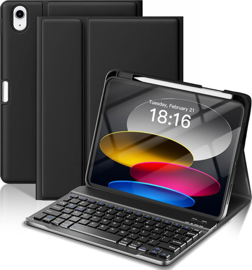 İpad 11 A16 2025 / 10. Nesil 10.9 Klavyeli Kılıf Bluetooth Kalem Bölmeli Koruyucu (Türkçe Klavye)
