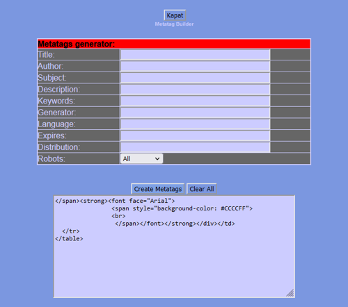 Metatag Builder