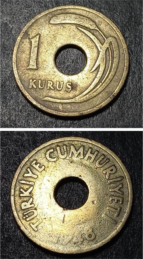Escoines 3996368991232a2b67 1948 1kuruş haliyle %70 Bakır ve %30 Çinko para