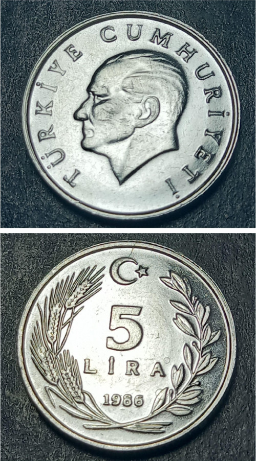 Escoines 3996368990fe91a3d1 1986 5lira Aliminyum para