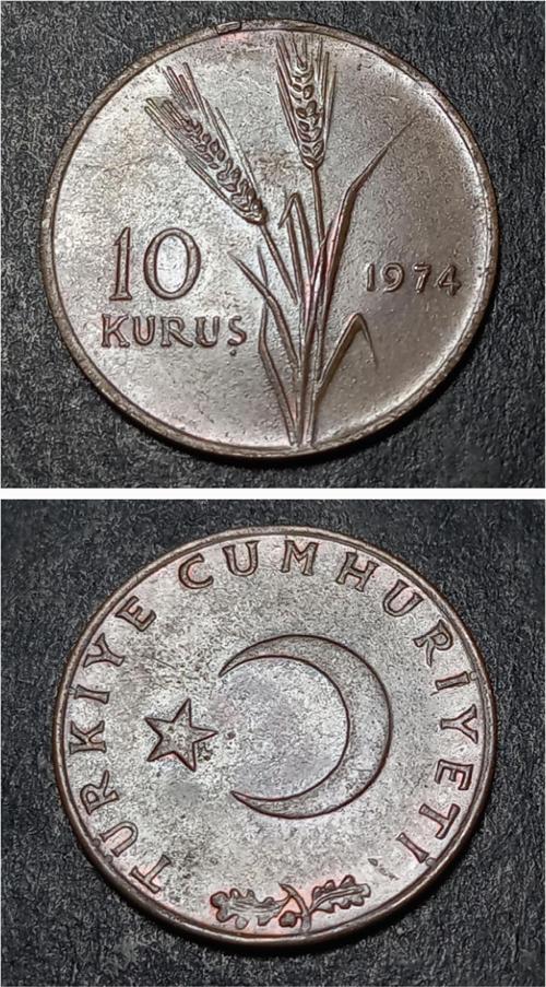 Escoines 3996368990195a62d7 1974 10KURUŞ ÇÇT+ %97 Bakır para