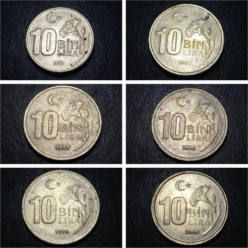Escoines 39963689923c70bbe1 1995 1996 1997 1998 1999 2000 10bin lira para