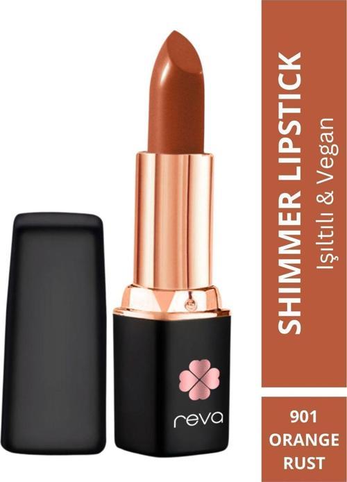 Shimmer Lipstick Orange Rust - Işıltı Ruj - No: 901 - Vegan & Temiz Içerik Paslı Turuncu