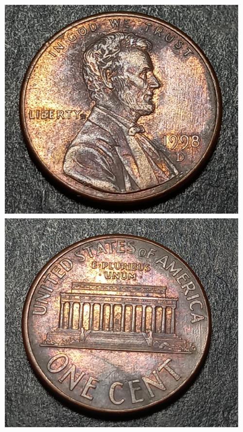Escoines 3996368992a40c0235 1 Cent 1998 D çt Bakır kaplama çinko para