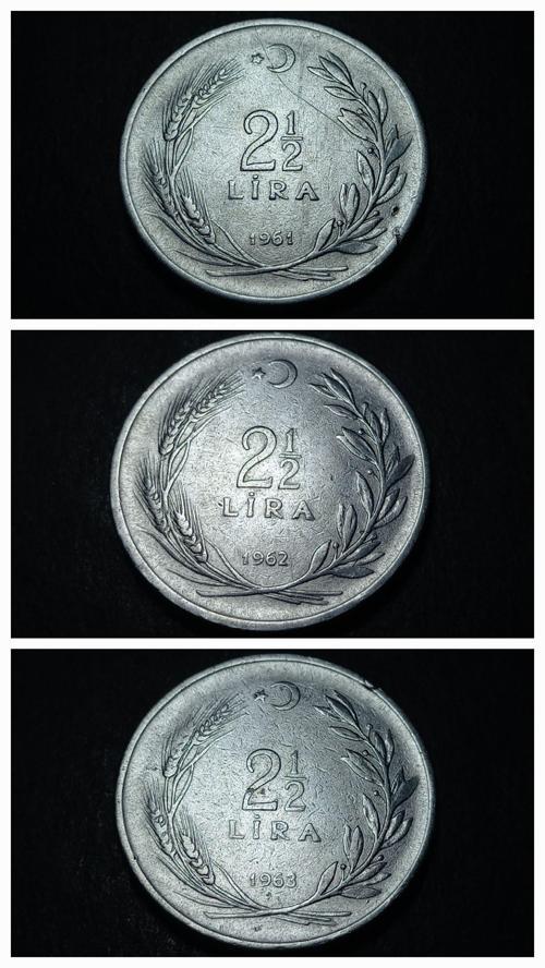 Escoines 3996368992b64e80eb 1961, 1962, 1963 2,5 lira Acmonital52 para