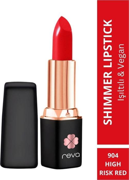 Shimmer Lipstick High Risk Red - Işıltı Ruj - No: 904 - Vegan & Temiz Içerik Yüksek Risk Kırmızısı