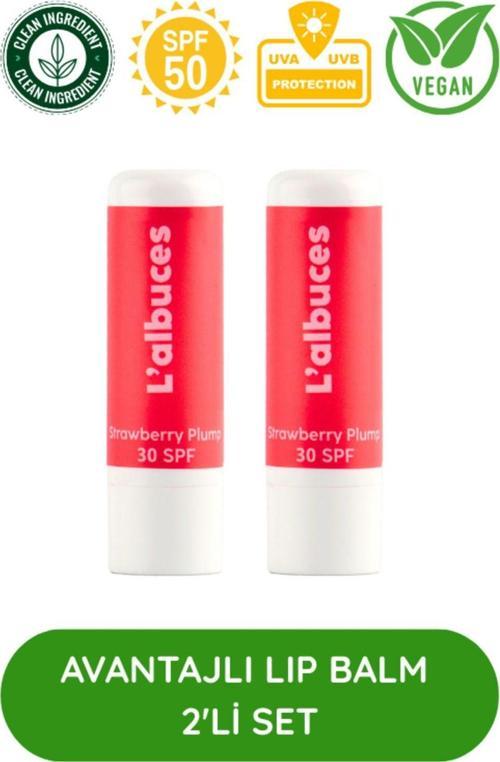 Strawberry 30 Spf Plump Lip Balm İkili Set-Dolgunlaştırıcı Dudak Nemlendiricisi