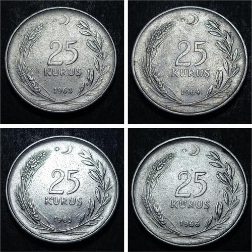 Escoines 3996368992bc75f560 1963, 1964, 1965, 1966 25kuruş Acmonital52 para