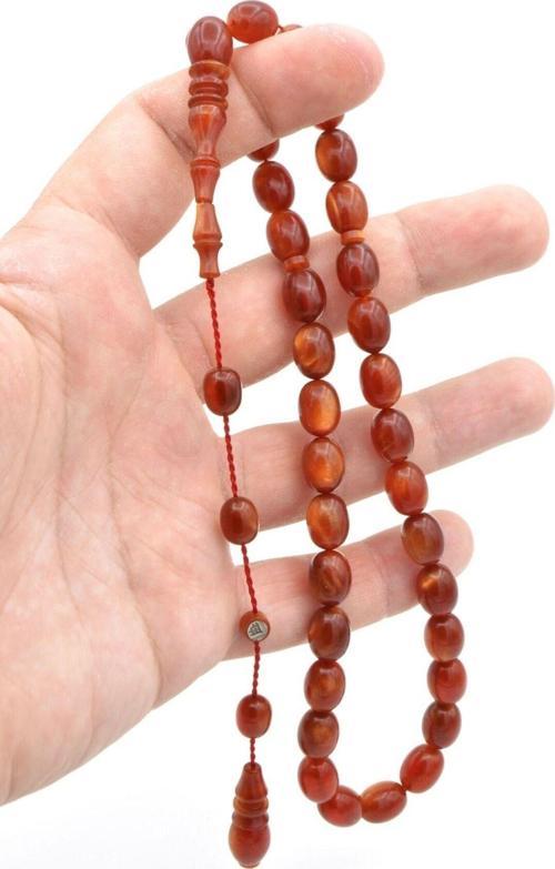 Ahmet Damar Beyzi Turuncu Colorist Sıkma Kehribar Tesbih