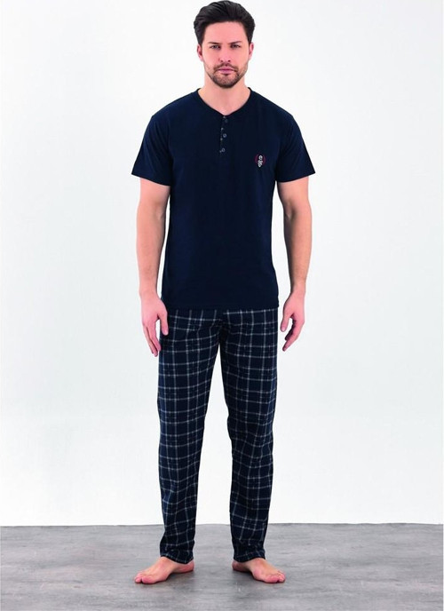 %100 Pamuk İnterlok Kısa Kol Erkek Pijama Takım