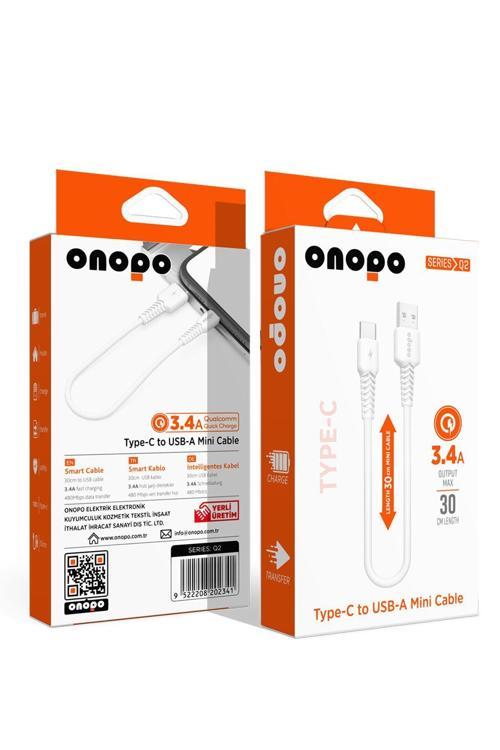 Android Xiaomi Uyumlu Kısa Kablo Type-c To Usb Mini Kablo 3.4a Hızlı Şarj Ve Data Kablosu 30cm- Q2