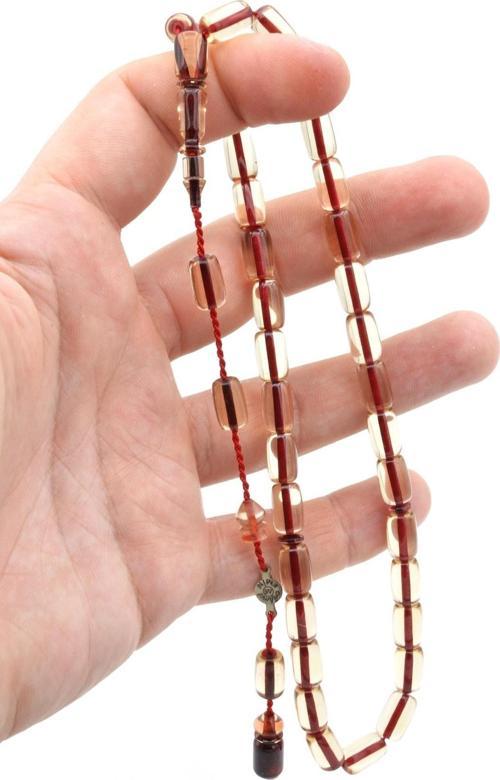 Ahmet Emin Usta Imzalı Bej Ateş Kehribar Tesbih