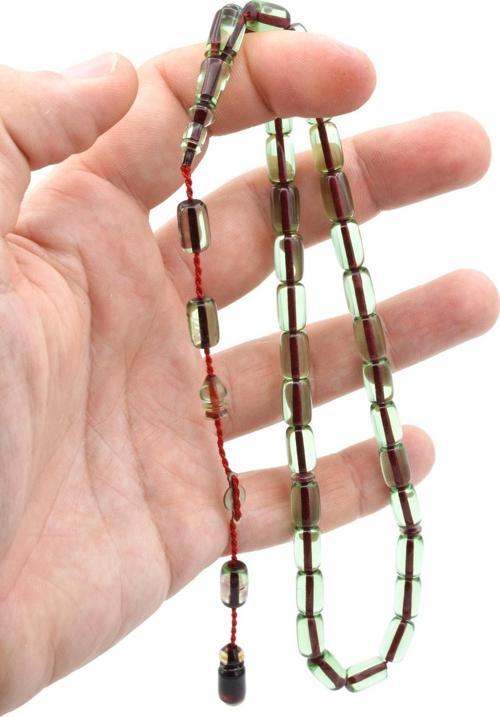 Ahmet Emin Usta Imzalı Yeşil Ateş Kehribar Tesbih