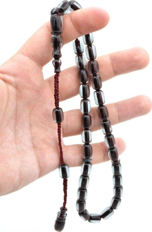 Cüneyd Usta Yapımı Kapsül Mavi Sıkma Kehribar Tesbih