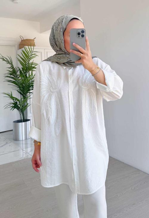 Doha Payet Detay Gömlek - Beyaz