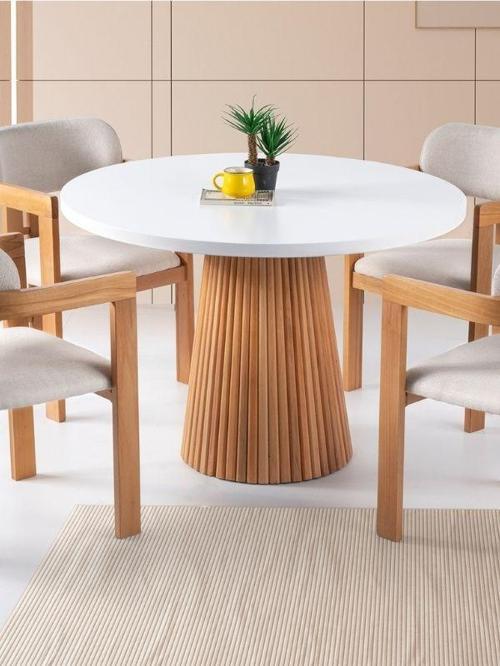 Milas Natural Ahşap Bohem Yemek Masası 130x130