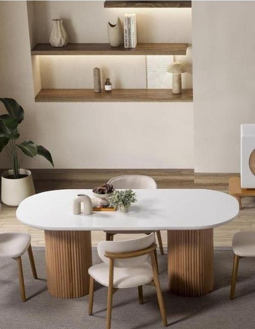 Gaia İskandinav Oval Natural Ahşap Bohem Masa 80x180