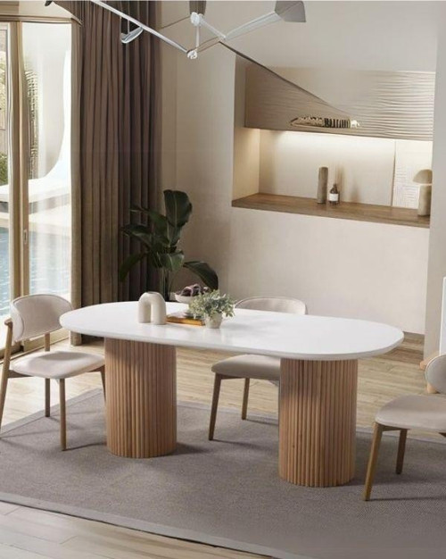Echo İskandinav Oval Natural Ahşap Bohem Masa 90x160