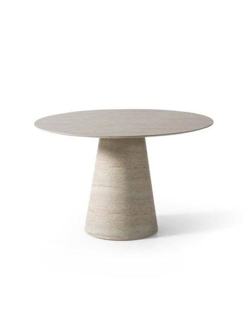 Lucca Yuvarlak Traverten Masa, Konik 120x120