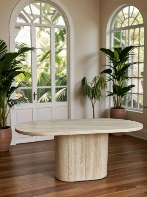 Lucca Oval Traverten Masa, 90x170