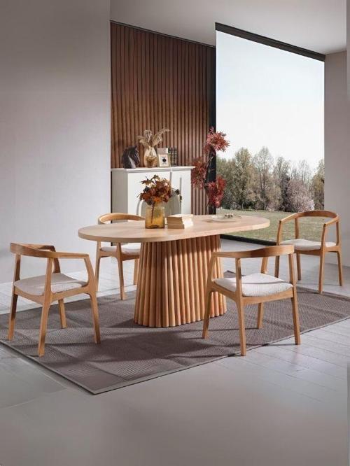 Savana Oval Ahşap Bohem Yemek Masası 90x170