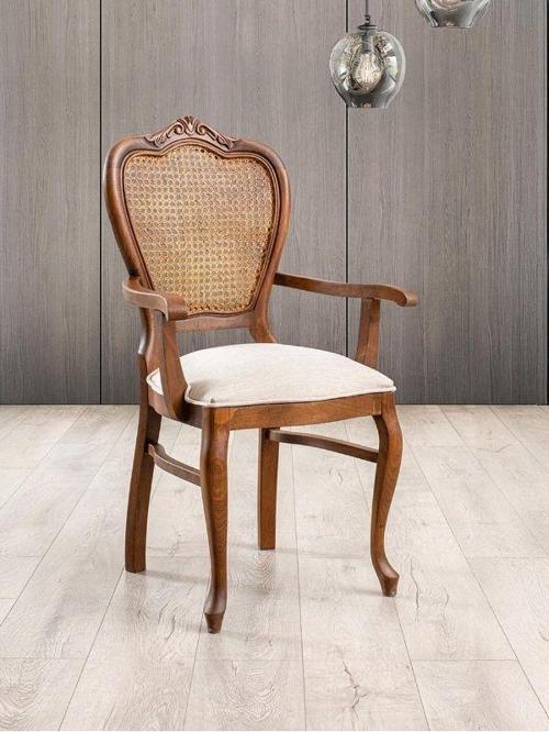 Versailes Hazeranlı Kolçaklı Oymalı Klasik Ahşap Sandalye