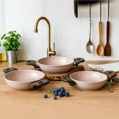 Safran 3 Parça Granit Tava Seti Sahan Set