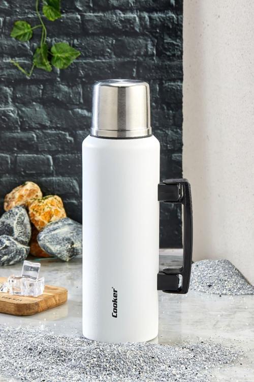 1.5 Litre Çift Katlı Çelik Termos-24 Saat Sıcak, 48 Saat Soğuk, Kulplu (Kamp, Piknik, Ofis, Seyahat)