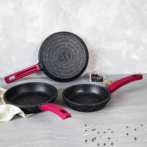 Elit Granit Döküm 3 Lü Tava Seti 18-20-22 Cm