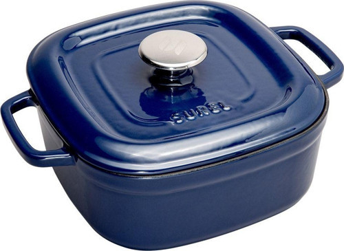 Aroma Kapak Mavi Kare Derin Döküm Tencere 24X24
