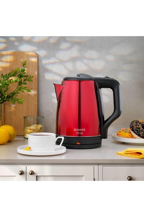 Hitze Paslanmaz Çelik Su Isıtıcı (Kettle)-Kırmızı
