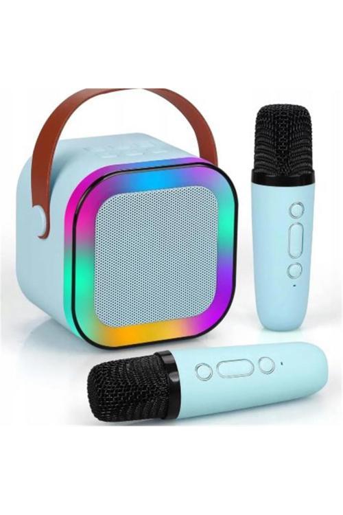 Sy13 İki Mikrofonlu Mavi Karaoke Speaker