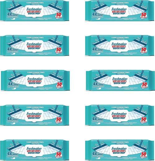 Karbonat ve Beyaz Sirke Katkılı Yüzey Yer Temizlik Mandallı Mop Havlusu - 50'li 10 Paket