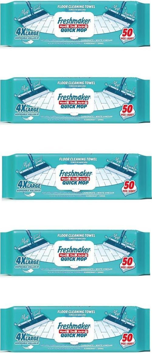 Karbonat ve Beyaz Sirke Katkılı Yüzey Yer Temizlik Mandallı Mop Havlusu - 50'li 5 Paket