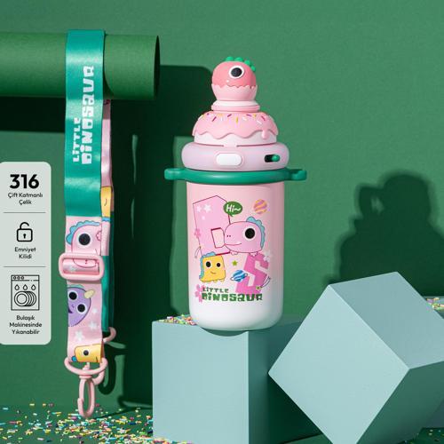 Baby Dinazor Termos Pembe 450 ml