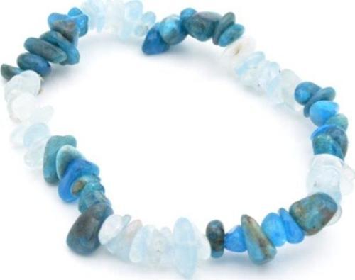 Doğal Kırık Taş Akuamarin Ve Apatit Bileklik 1.kalite