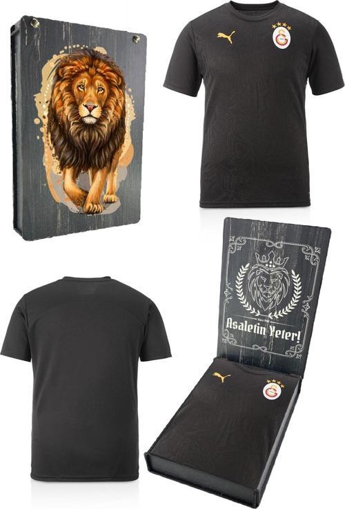 Orijinal Lisanslı Sıfır Yaka Siyah A Takım Antrenman T-Shirt Gs Aslan Baskılı Kutu