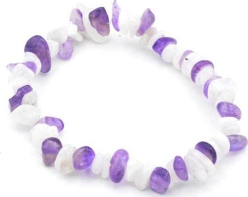 Doğal Kırık Taş Ametist Ve Ay Taşı Bileklik 1.kalite Doğal Taş