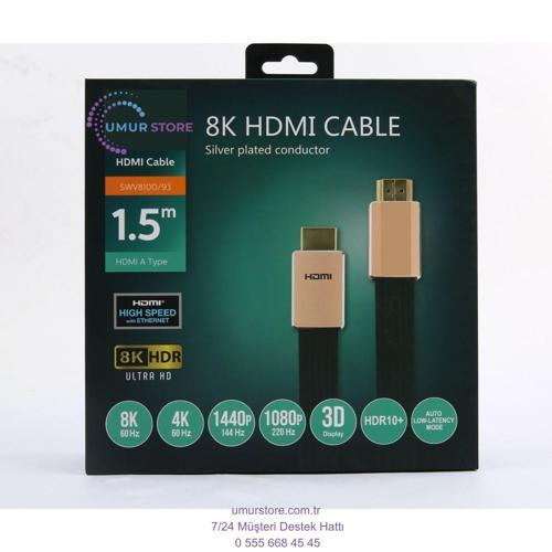 8k 27G Bps Ultra Hd 3D Ethernet Gold HDMI Kablo 1,5 mt