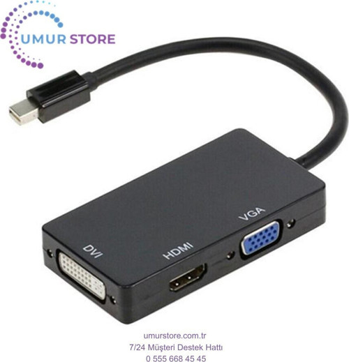 Mini Displayport To HDMI Dvi Vga Kablo Çevirici Dönüştürücü Thunderbolt Adaptör