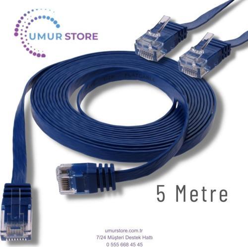 5 Metre Cat6 Kablo Yassı Ethernet Network Lan Ağ Internet Kablosu